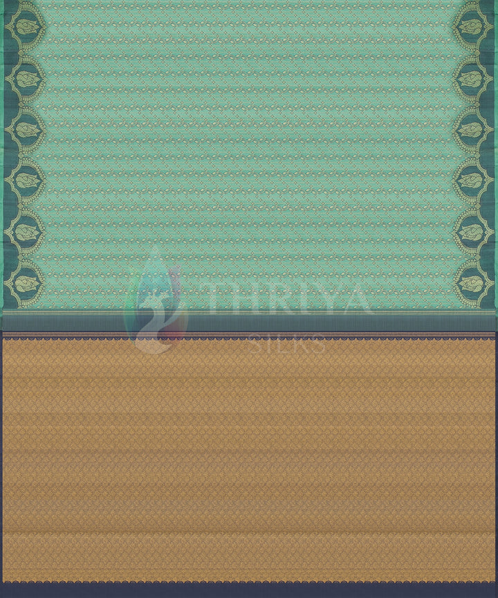 Light Green and Grey Pure Zari Kanchipuram Silk Saree - TSW0850 - View 3