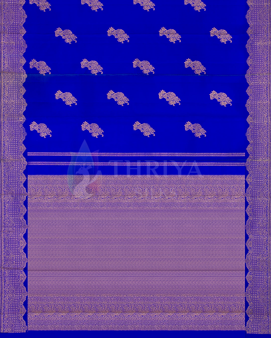 Royal Blue Kanchipuram Silk Saree - TSW0912 - View 3