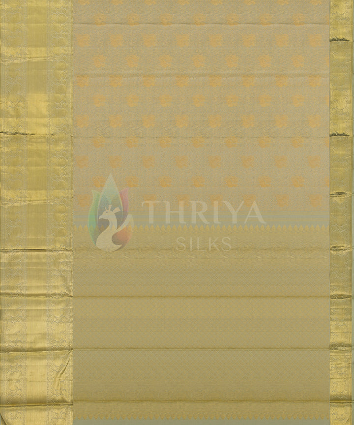 Ivory Pure Zari Kanchipuram Silk Saree - TSW0845 - View 3