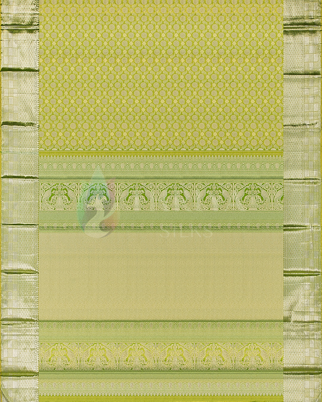 Green Kanchipuram Silk Saree with Silver Zari - TSW1183 - View 3