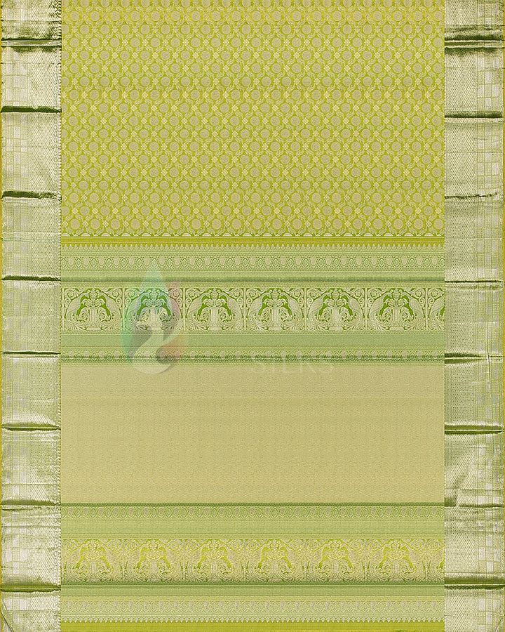 Green Kanchipuram Silk Saree with Silver Zari - TSW1183 - View 3