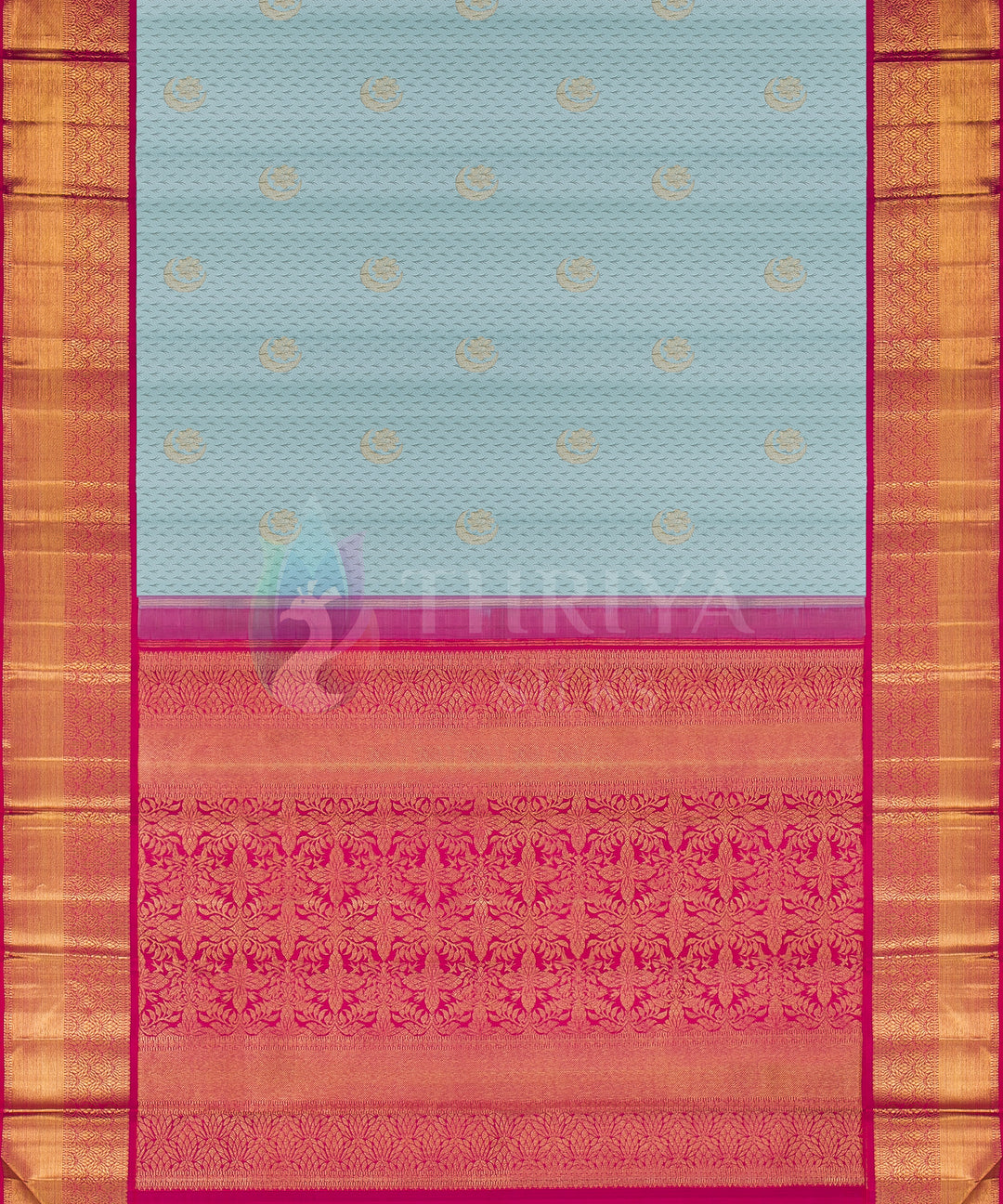 Light Sky Blue with Pink Kanchipuram Silk Saree - TSW020830 - View 3