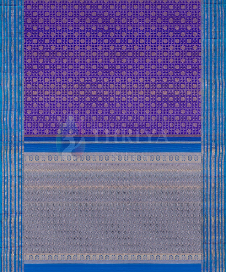 Purple with Sky Blue Kanchipuram Silk Saree - TSW060804 - View 3