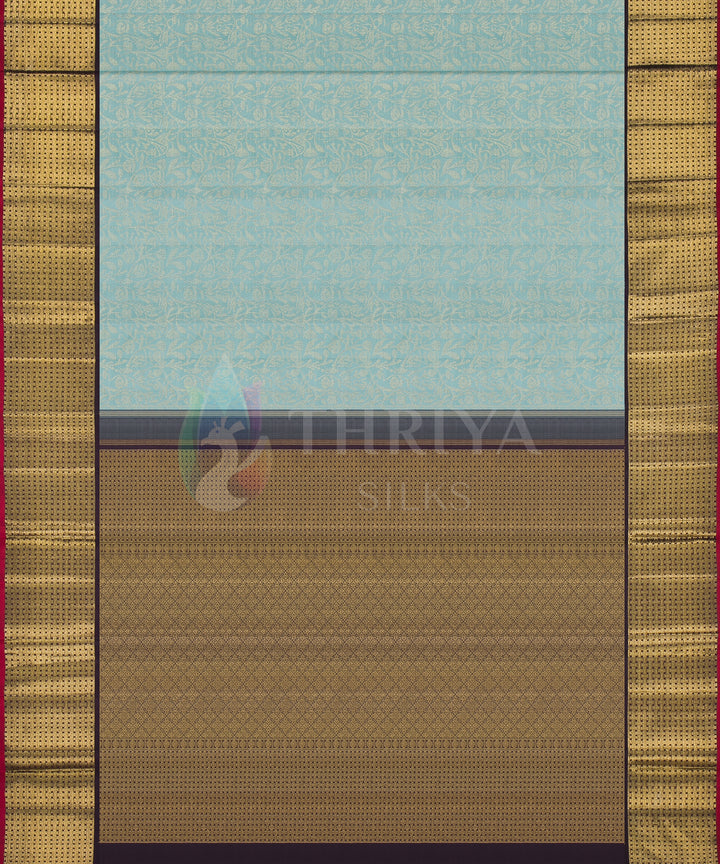 Light Sky Blue with Dark Burgundy Kanchipuram Silk Saree -TSW020831 - View 3