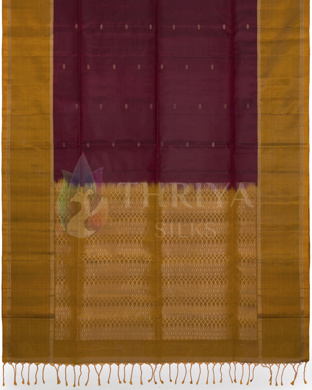 Maroon And Gold Soft Silk Saree - TSW260710 - View 3