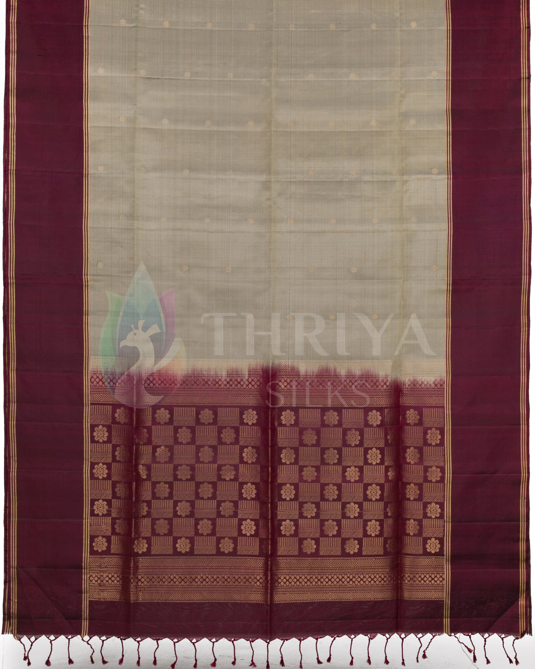 Peach And Maroon Soft Silk Saree - TSW260709 - View 3