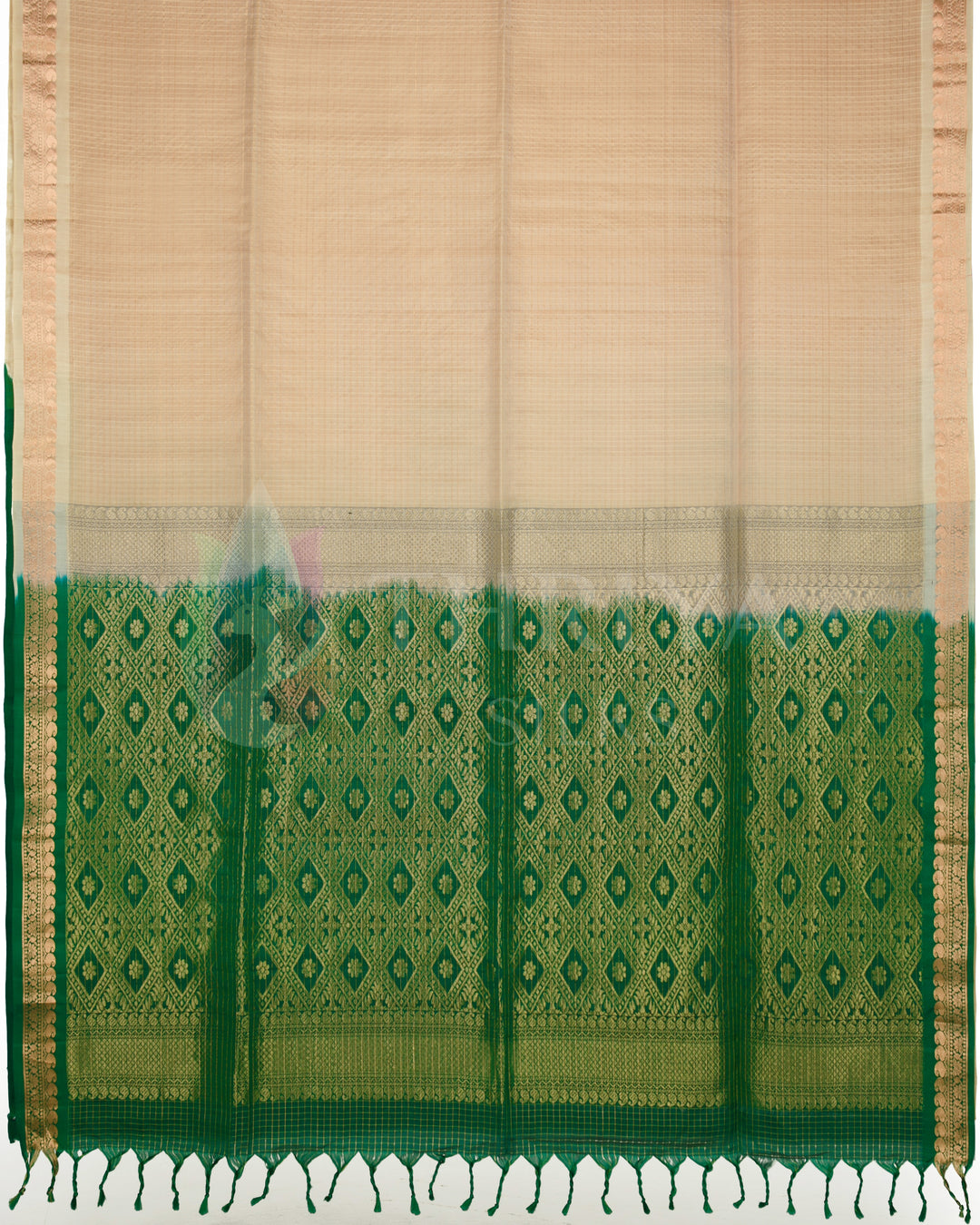 Sandal And Green Soft Silk Saree - TSW060809 - View 3