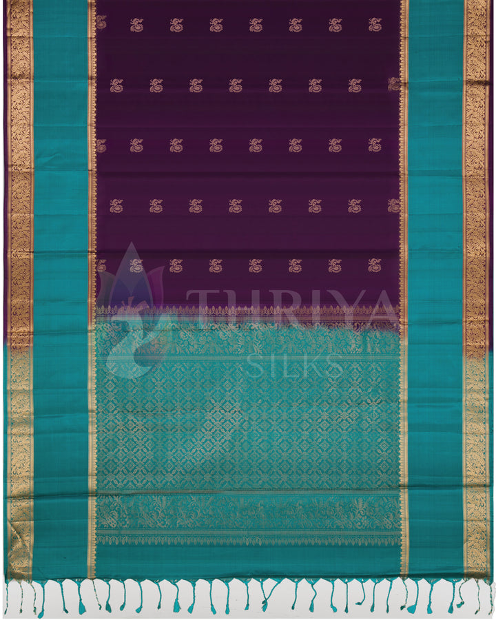 Violet And Turquoise Soft Silk Saree - TSW120910