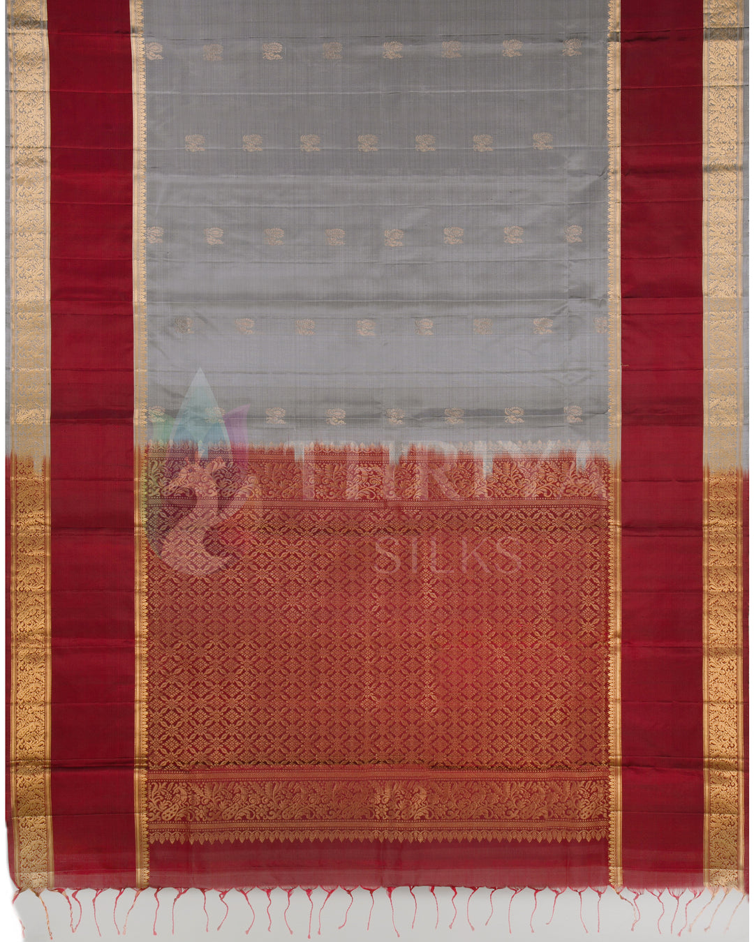 Grey And Maroon Soft Silk Saree - TSW190901