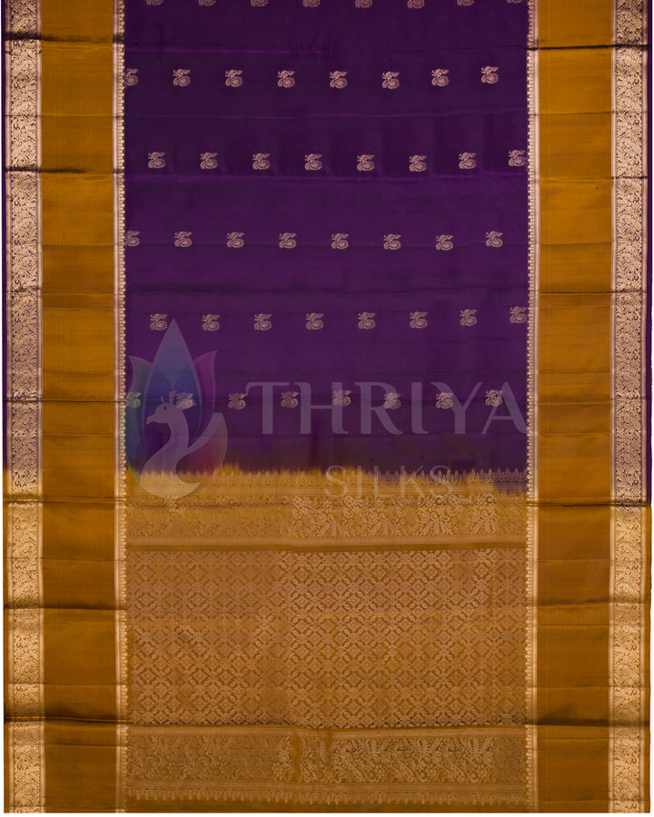 Violet And Mustard Soft Silk Saree - TSW120911