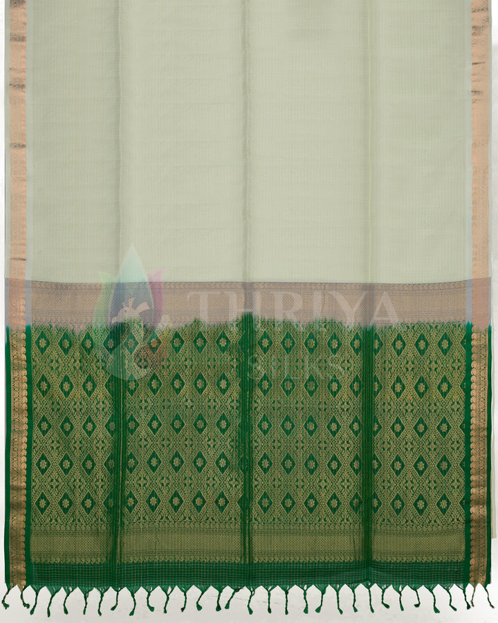 Ivory And Green Soft Silk Saree - TSW060807