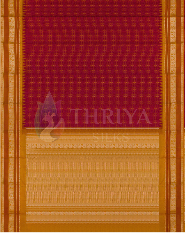 Maroon And Mustard Kanchipuram Silk Saree - TSW210906