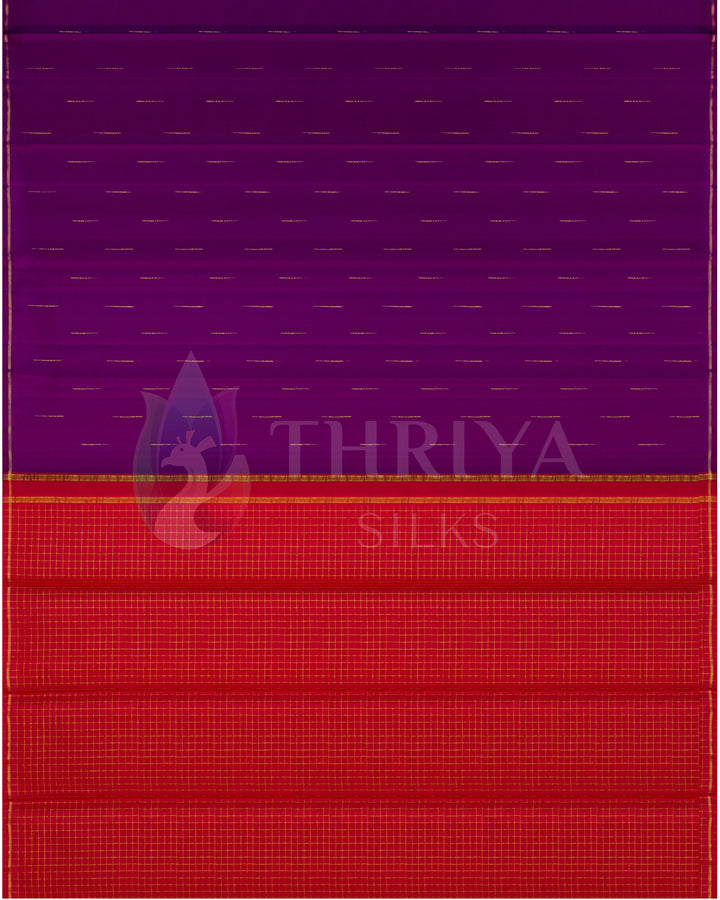 Purple And Red Kanchipuram Silk Saree - TSW250909