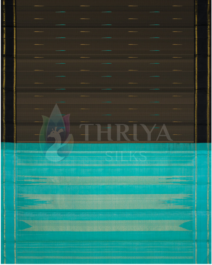 Black And Turquoise Kanchipuram Silk Saree - BLR2404