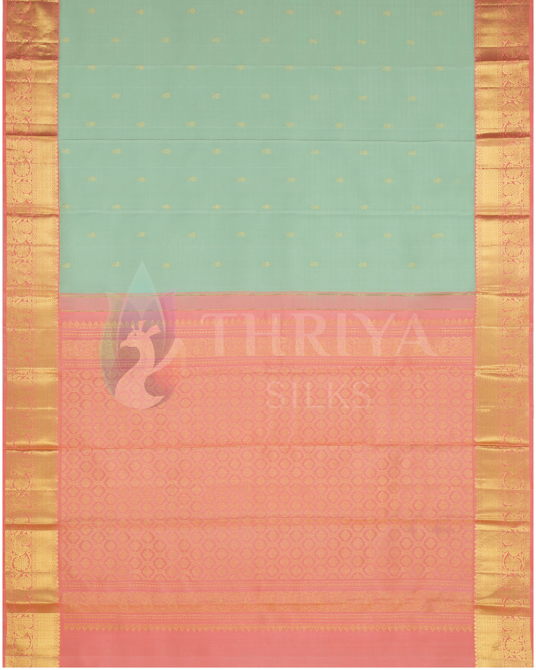 Pista Green And Pastel Pink Kanchipuram Silk Saree - TSW300812