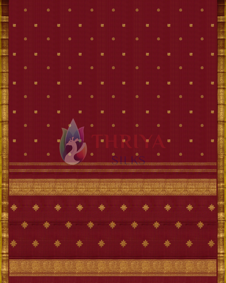 Maroon Kanchipuram Silk Saree & 3G - TSPQ040901