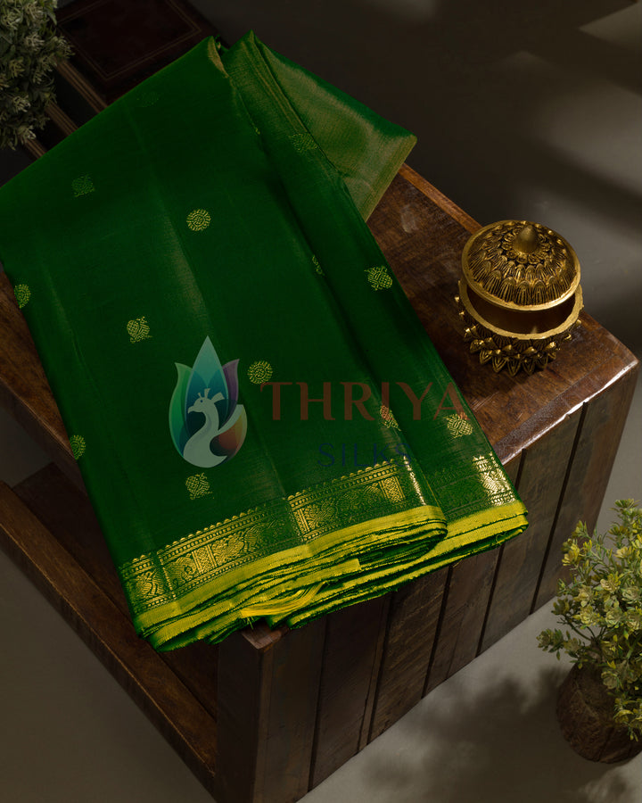 Dark Green Kanchipuram Silk Saree - TSPQ090808