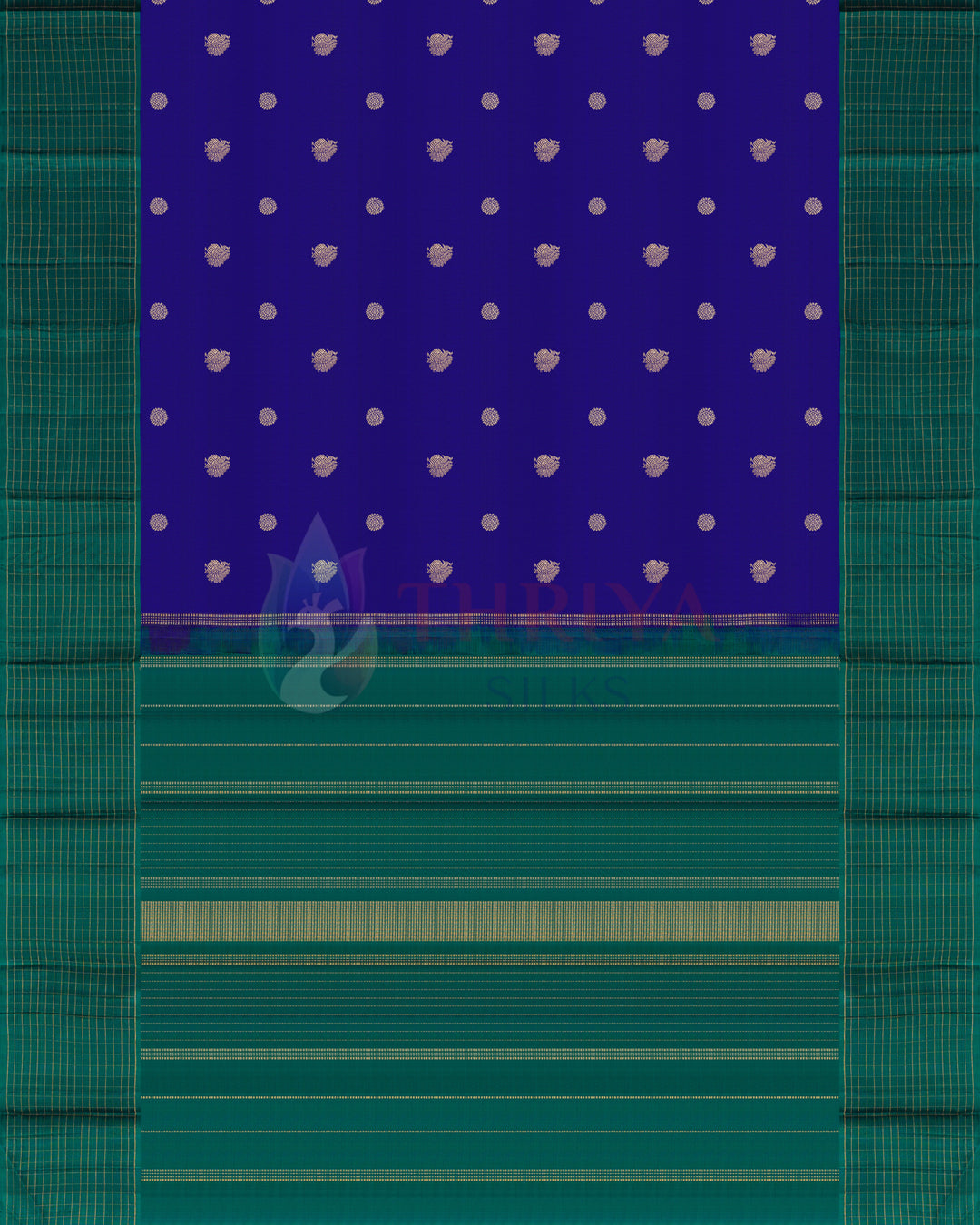 Ink Blue Kanchipuram Silk Saree & 3G - TSPQ100509