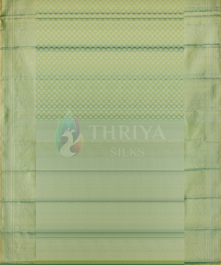 Sapphire Green Pure Zari Korvai Kanchipuram Silk Saree - TSW0885 - View 3