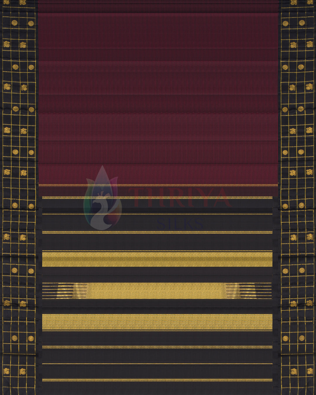 Arakku & Black Kanchipuram Silk Saree - TSPQ100503