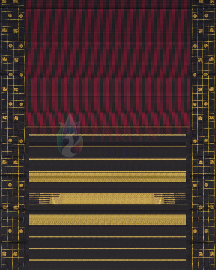 Arakku & Black Kanchipuram Silk Saree - TSPQ100503