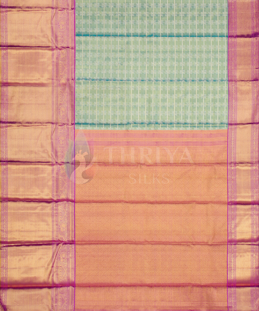 Sea Green and Lavender Pure Zari Kanchipuram Silk Saree - TSW0808