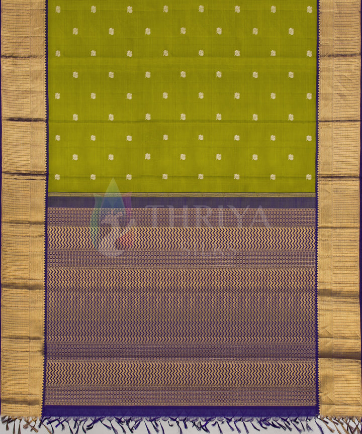 Parrot Green And Navy Blue Kanchipuram Silk Saree - TSP786