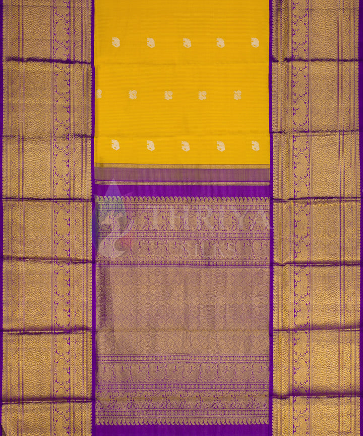 Yellow and Violet Pure Zari Kanchipuram Silk Saree - TSW0811