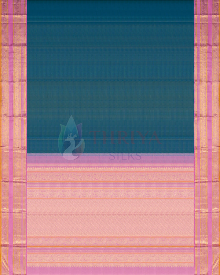 Peacock Blue Korvai Kanchipuram Silk Saree - TSPQ120502