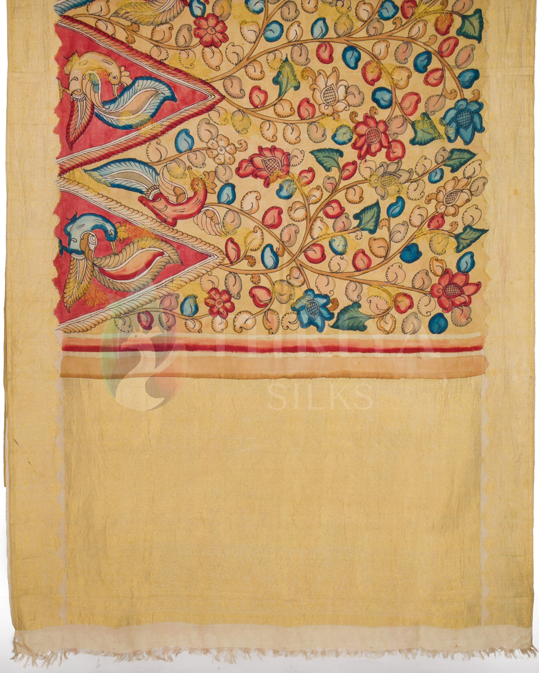 Kalamkari Pure Zari Kanchipuram Silk Saree -  TSW0870