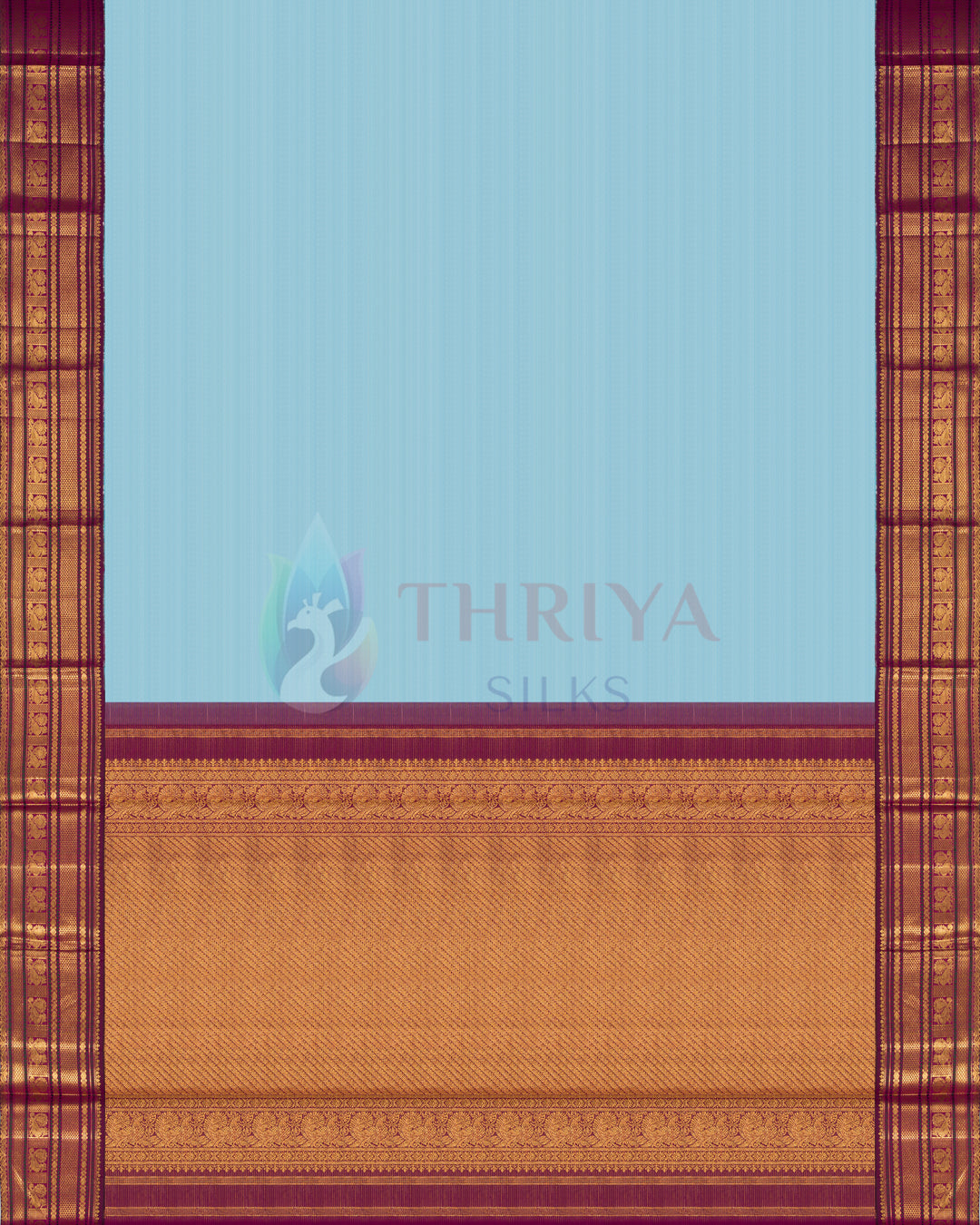 Sky Blue Korvai Kanchipuram Silk Saree - TSPQ120505