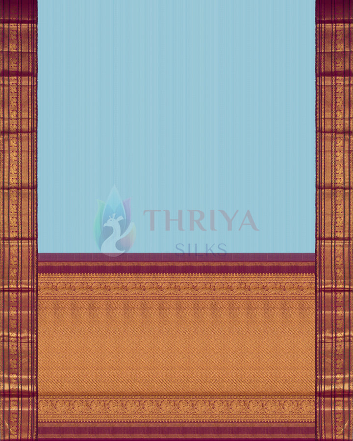 Sky Blue Korvai Kanchipuram Silk Saree - TSPQ120505