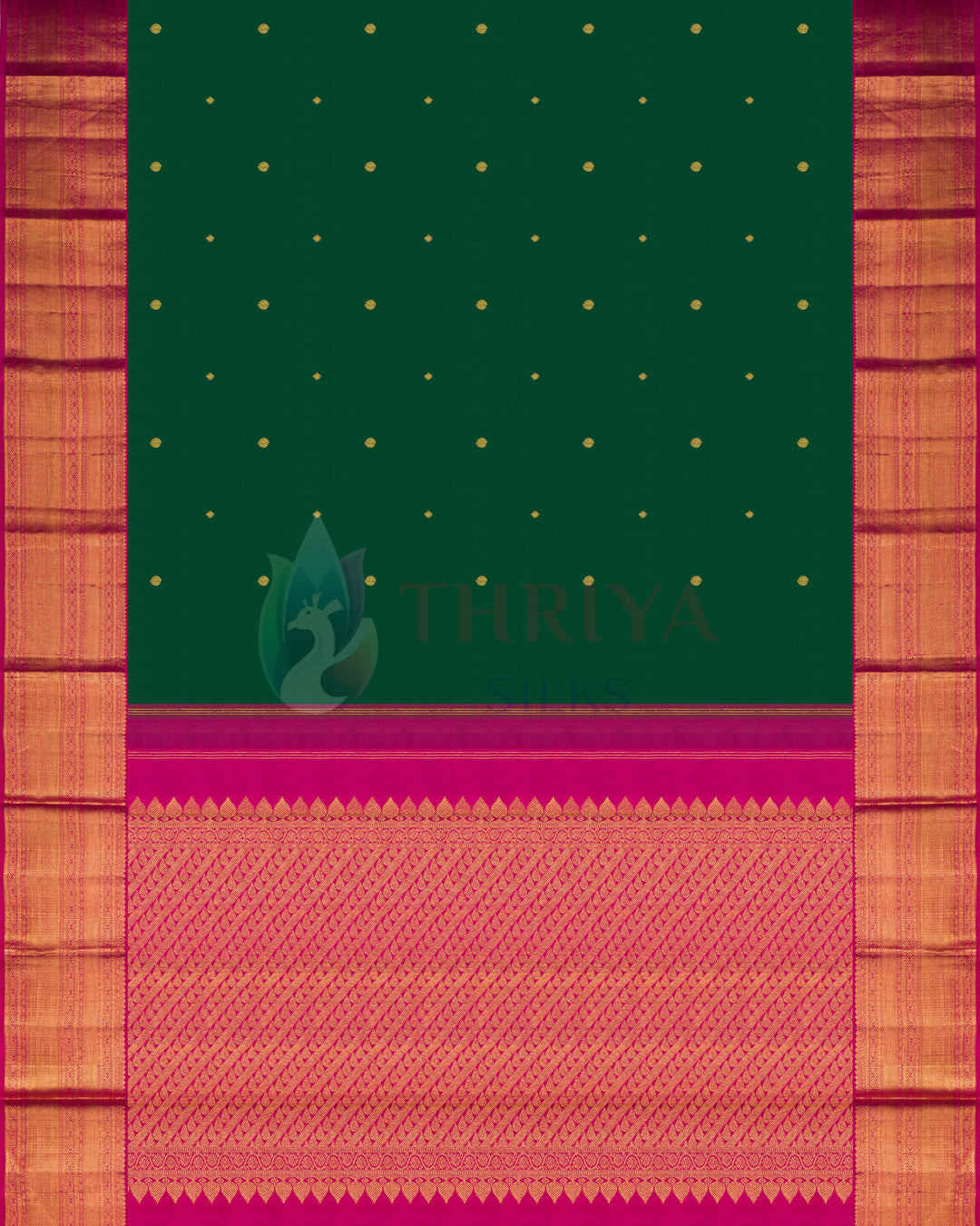 Dark Green Kanchipuram Silk Saree - TSPQ120501