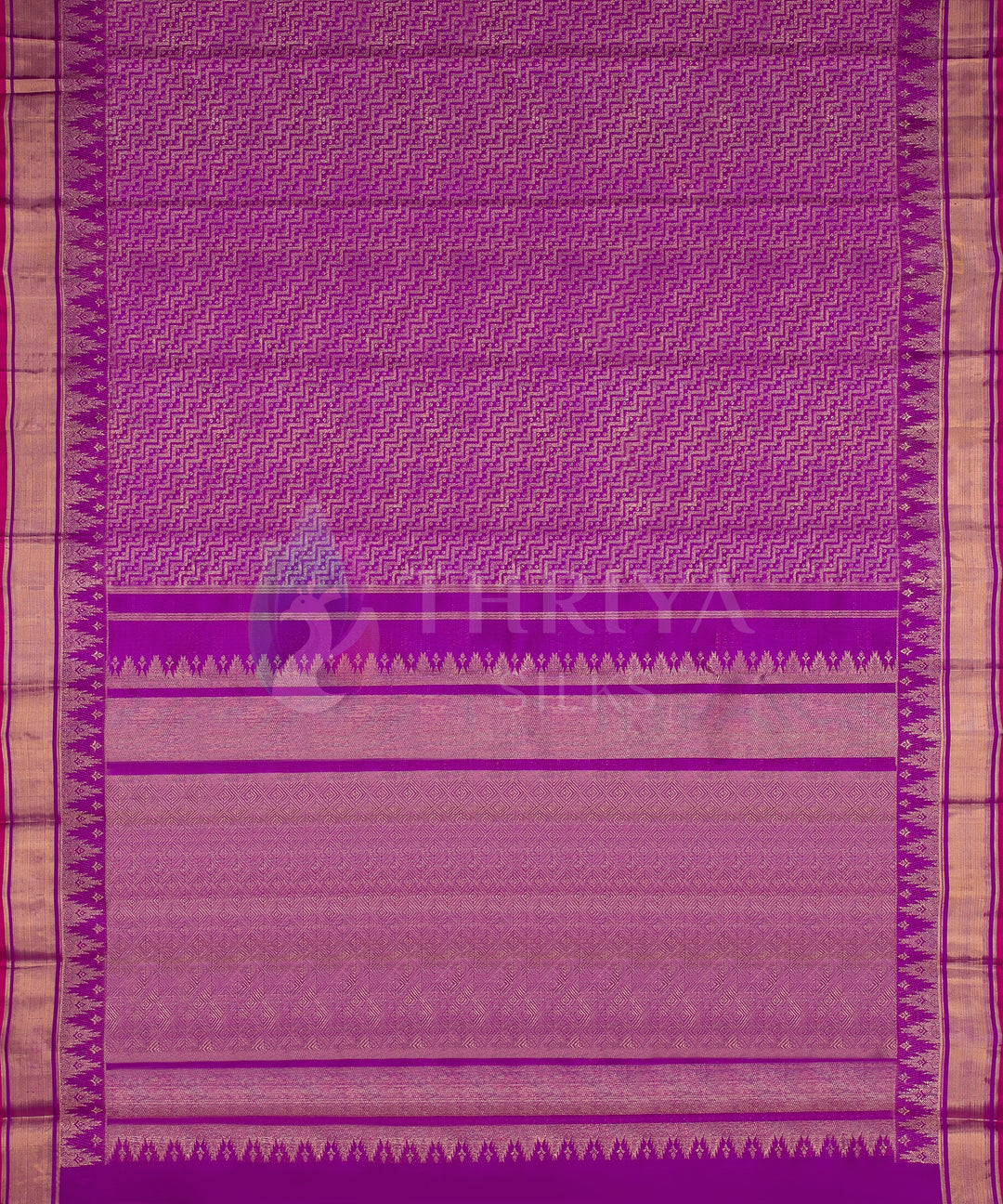 Magenta and Gold Kanchipuram Silk Saree- TSW050702 - View 4