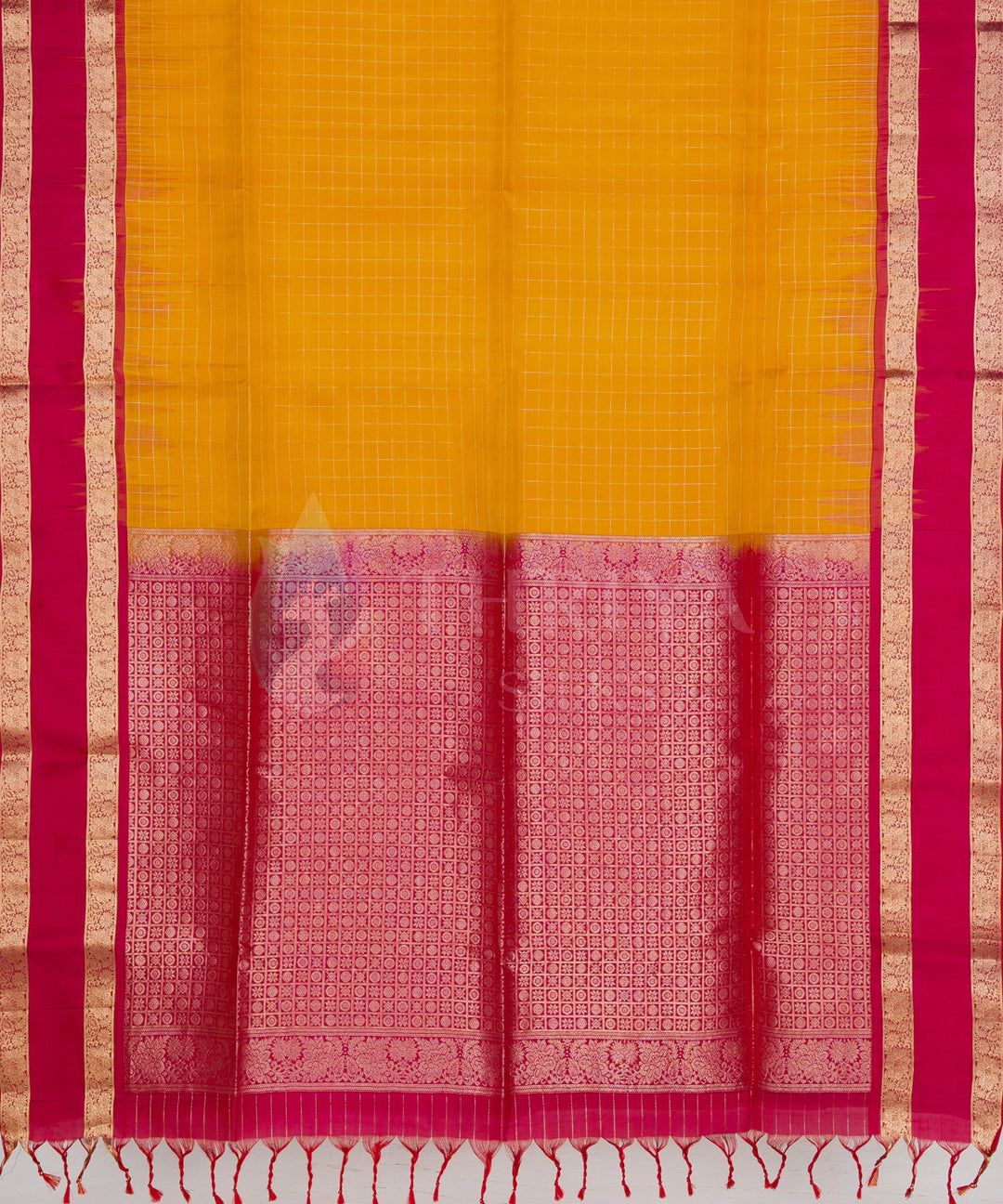 Yellow and Rani Pink Soft Silk Saree - TSW060708 - View 4