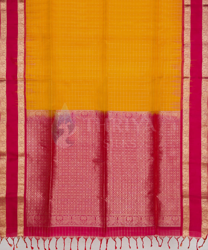 Yellow and Rani Pink Soft Silk Saree - TSW060708 - View 4