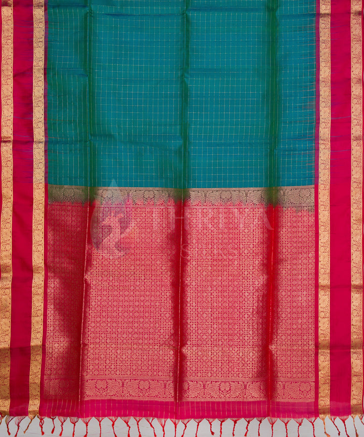 Turquoise and Pink Soft Silk Saree - TSW060709 - View 4