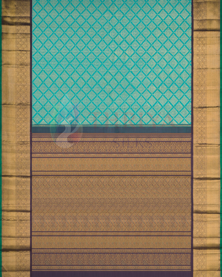 Turquoise Blue Korvai Kanchipuram Saree with 2g Zari - TSW290105