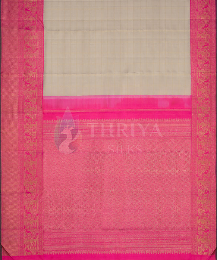 Half White and Pink Kanchipuram Silk Saree - TSW1217 - View 4