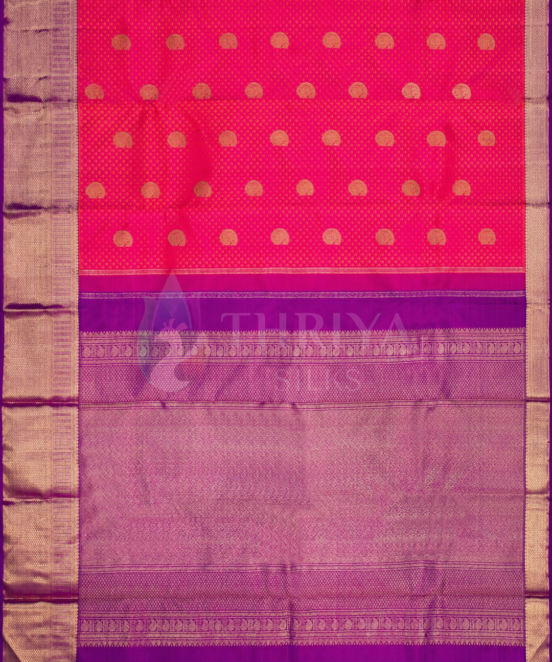 Red Orange and Magenta Kanchipuram Silk Saree - TSW0949 - View 4