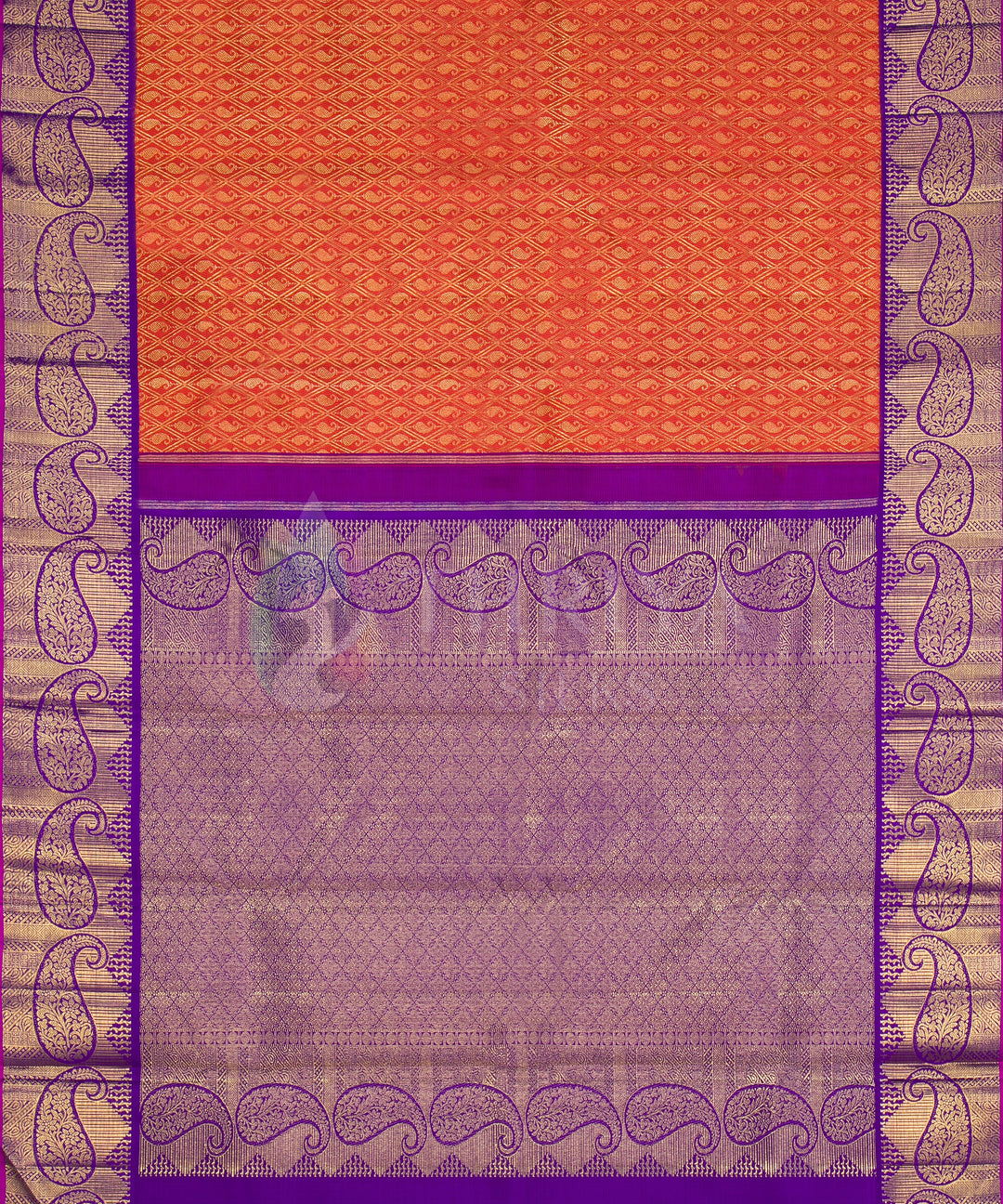 Orange and Purple Kanchipuram Silk Saree - TSW050707 - View 4