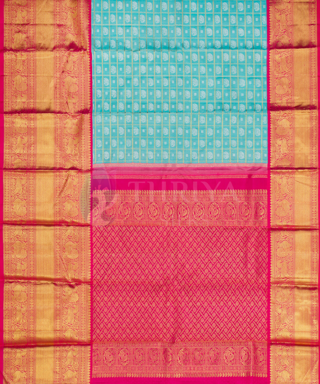 Light Blue with Pink Kanchipuram Silk Saree - TSW0916 - View 4