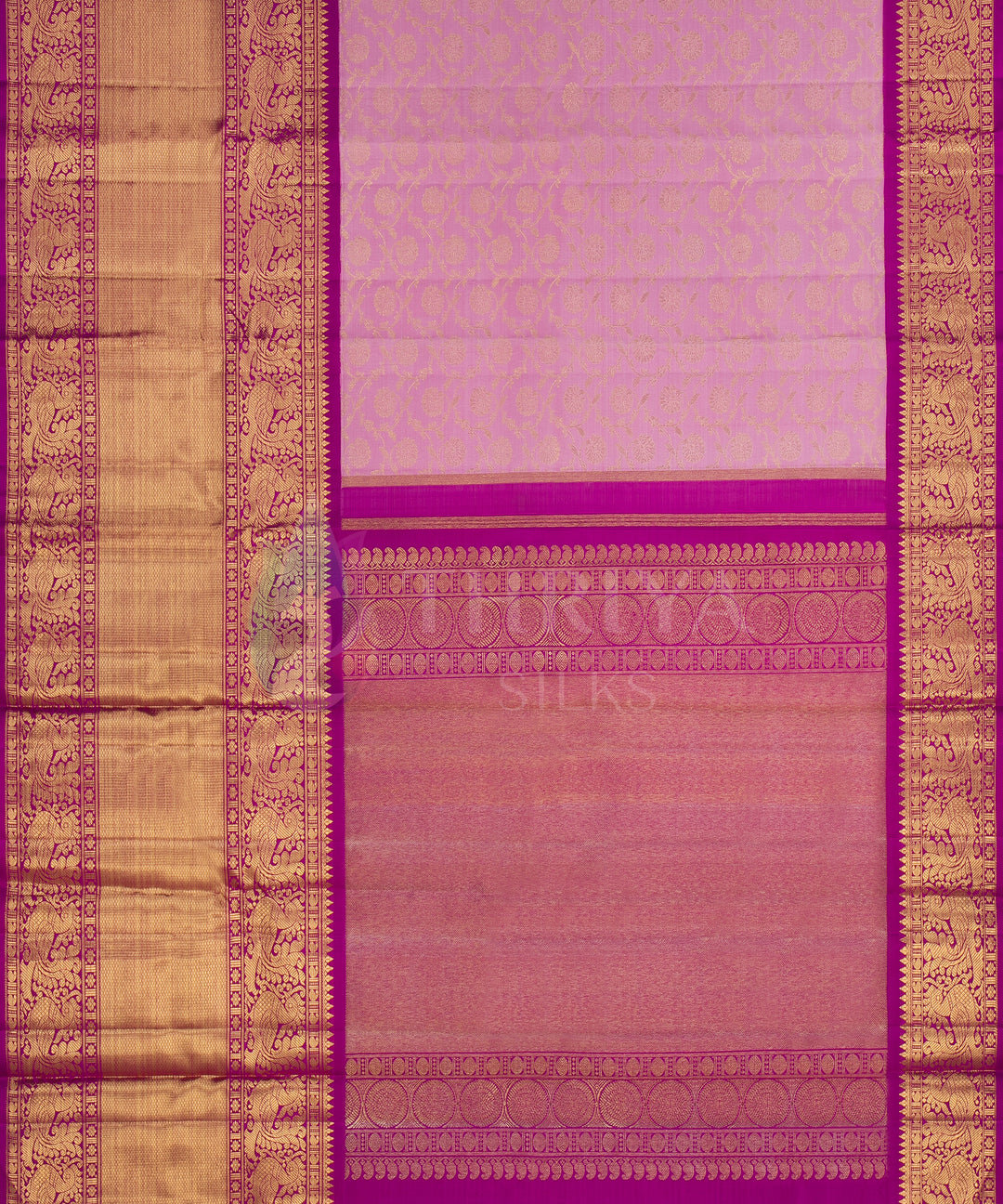 Baby Pink with Magenta Kanchipuram Silk Saree - TSW0928 - View 3