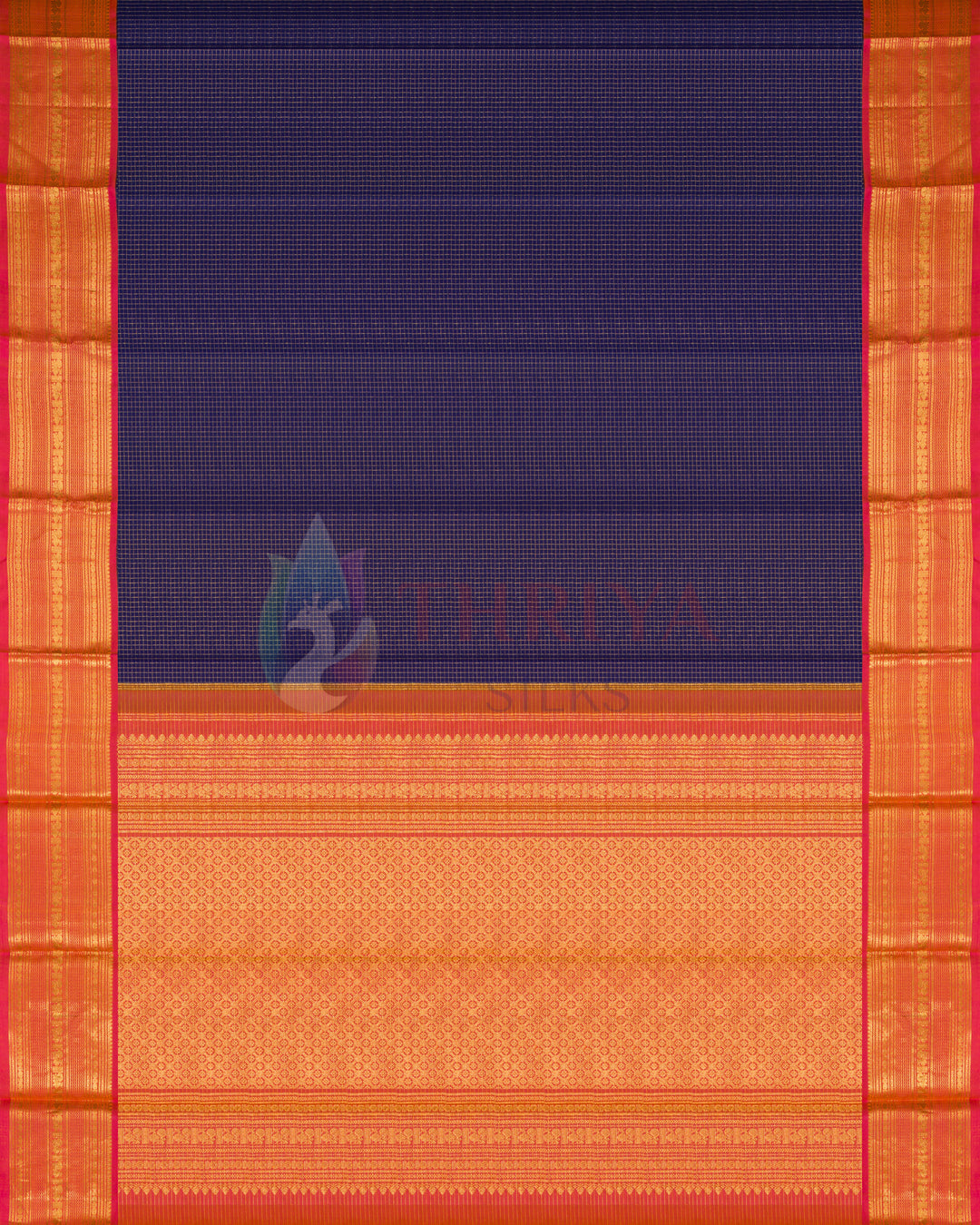 Ink Blue Kanchipuram Silk Saree - TSPQ120509