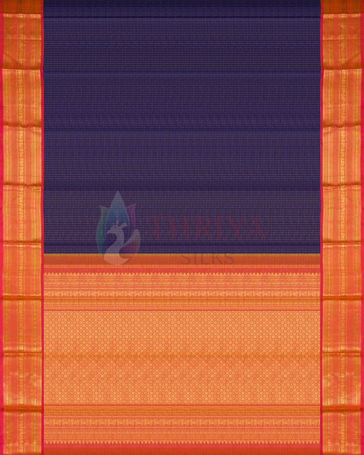 Ink Blue Kanchipuram Silk Saree - TSPQ120509