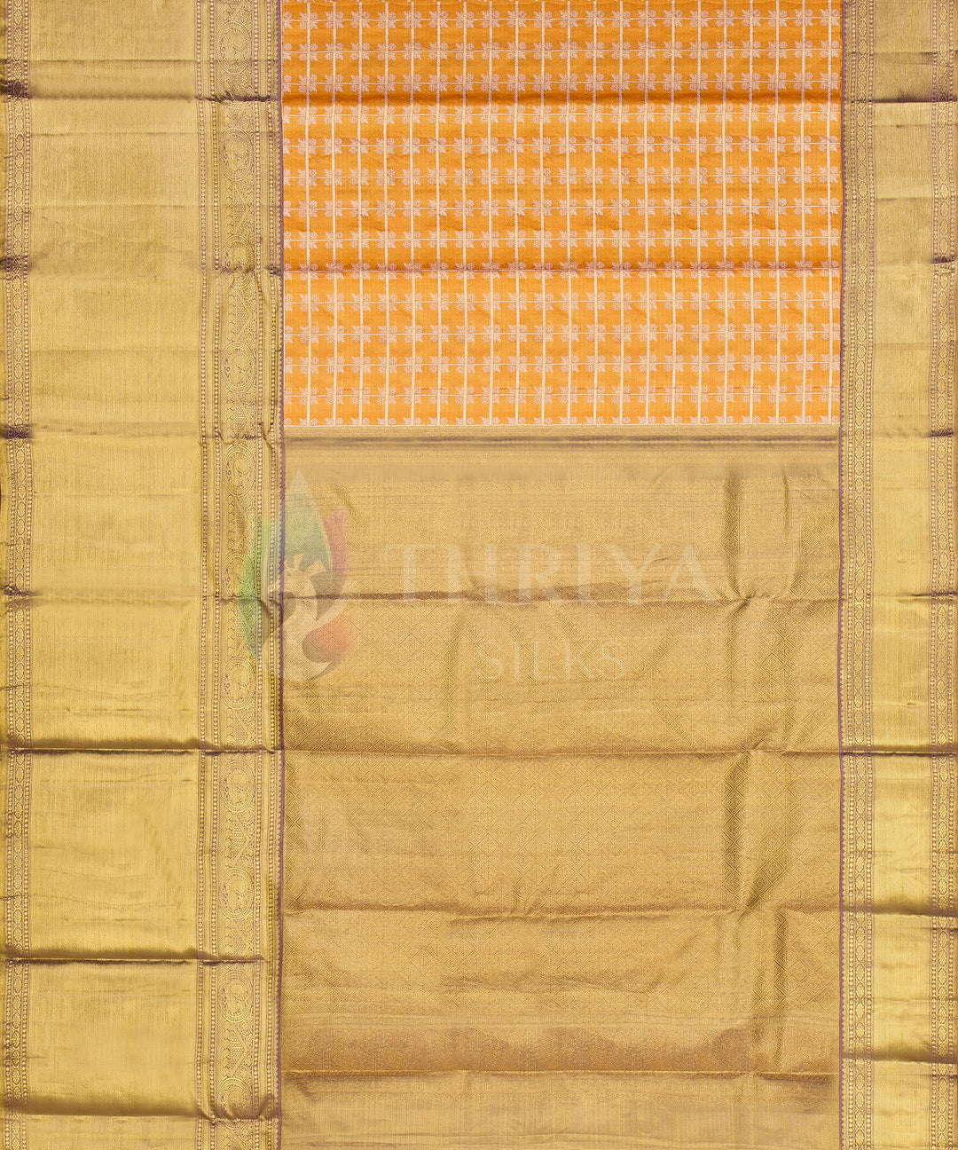 Orange and Gold Kanchipuram Silk Saree - TSW1133 - View 4