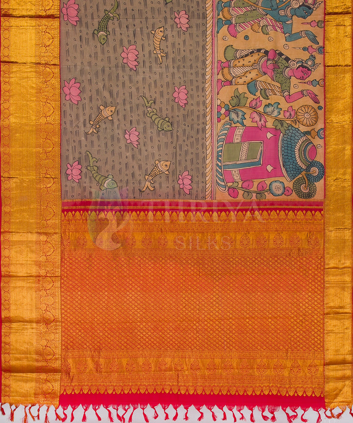 Multicolour Kalamkari Kanchipuram Silk Saree - TSW0866 - View 4