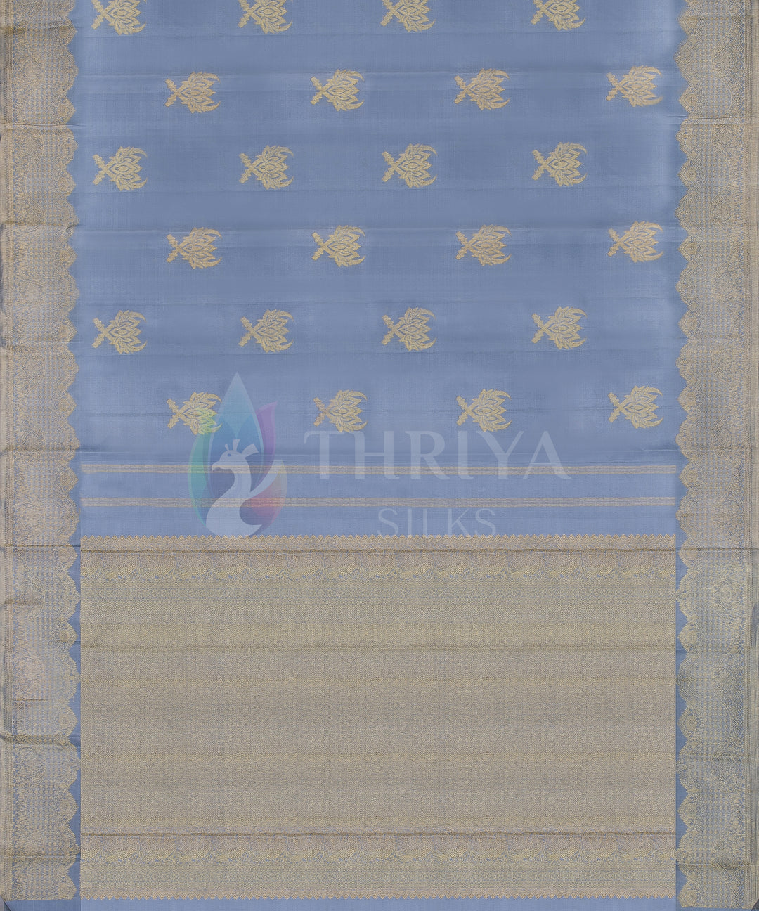 Grey Kanchipuram Silk Saree - TSW0905 - View 3