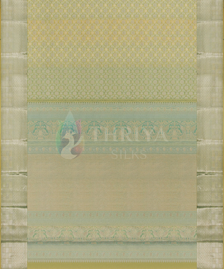 Sapphire Green Pure Zari Korvai Kanchipuram Silk Saree - TSW0886 - VIEW 3