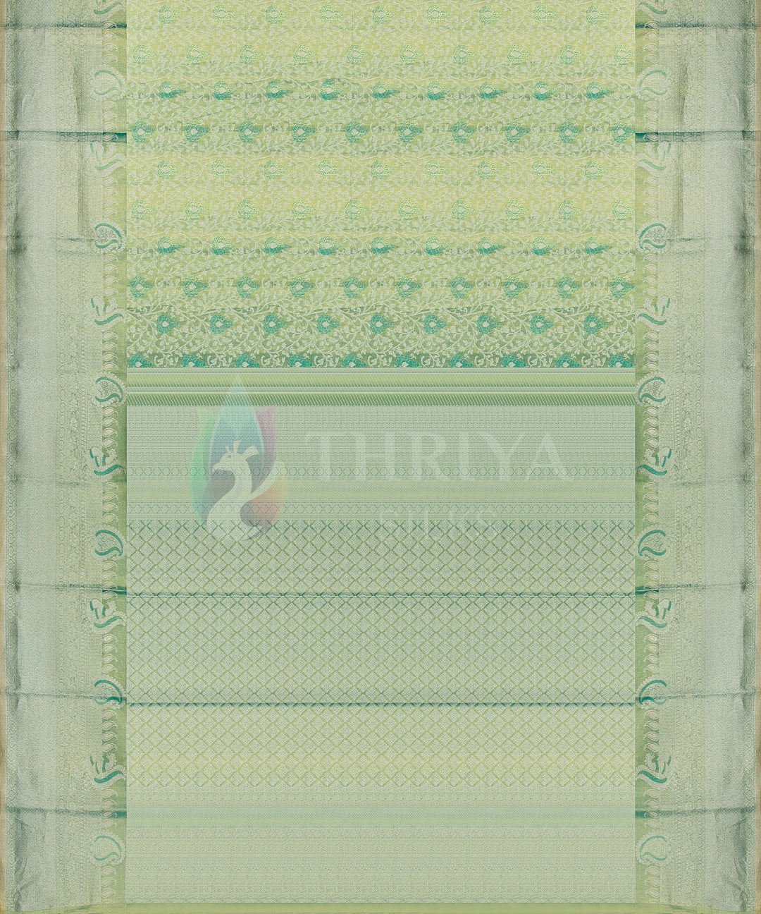 Sea Green Pure Zari Kanchipuram Silk Saree - TSW0891 - VIEW 3